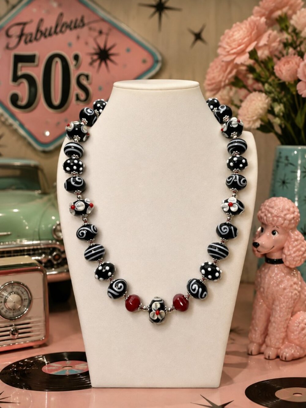 #4 Flash Sale Retro Lampwork Necklace Red Jade Aprilsplace Silver Chicken